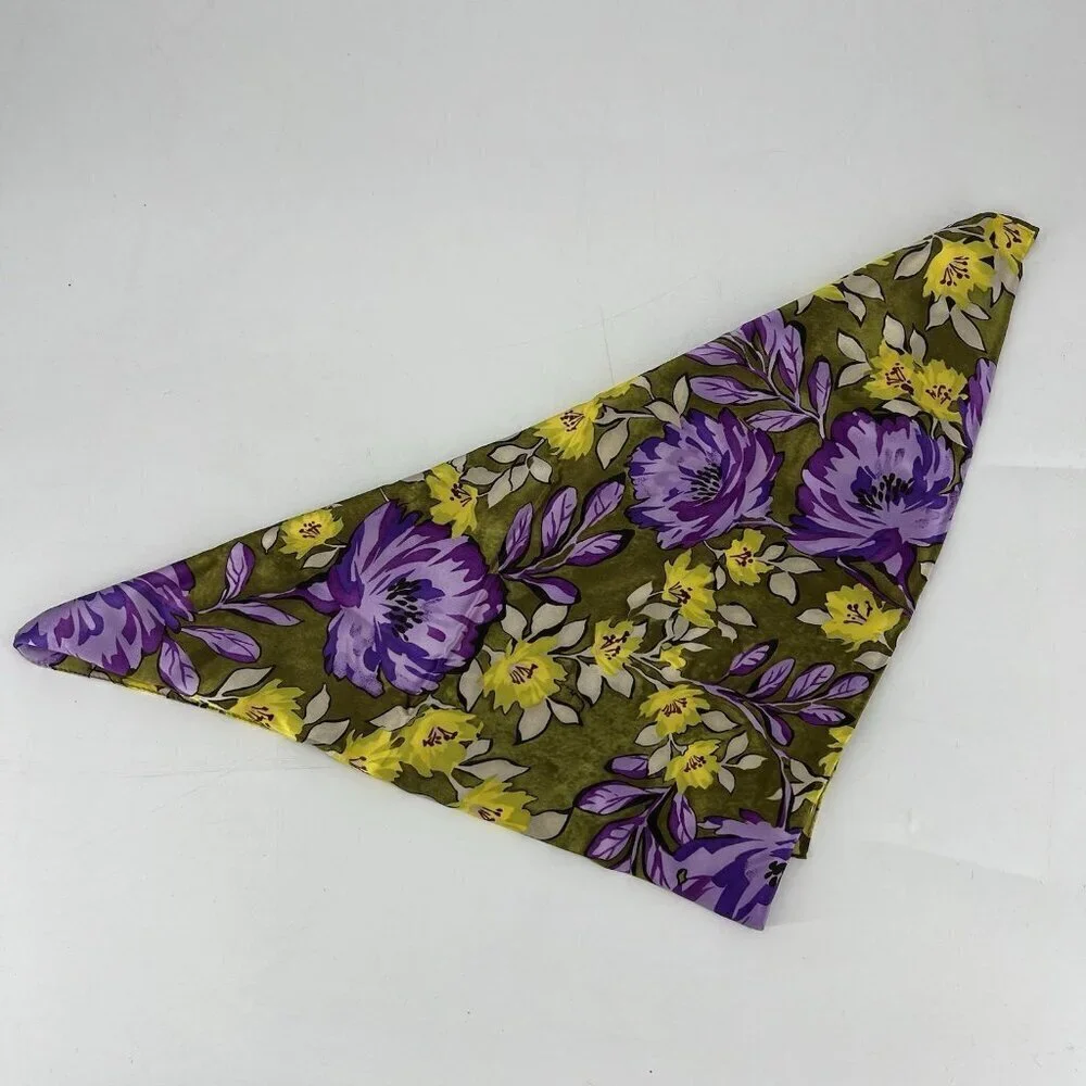 St. John Purple Floral Large Silk Square Scarf Elegant Classy Capsule